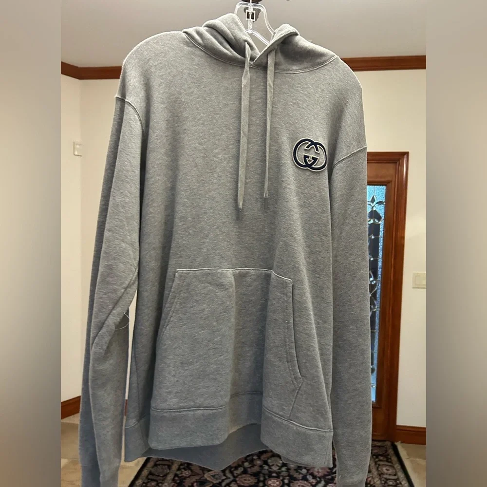 Men's Gucci interlocking G felted cotton jersey hoodie size XL made in Italy NWT
